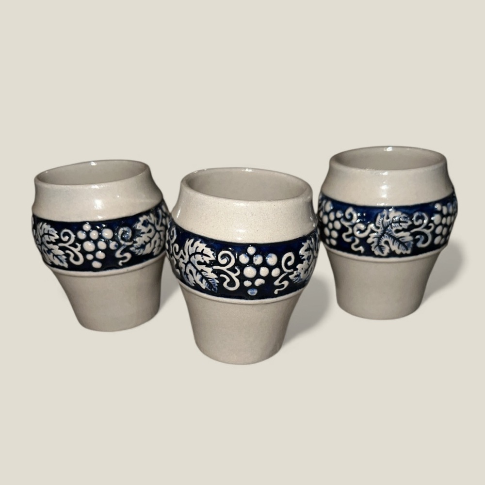 Vintage Gerz West Germany  Stoneware/ Salt Glaze Wine Mugs Set 3